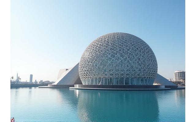 Louvre Abu Dhabi dome and reflection pool